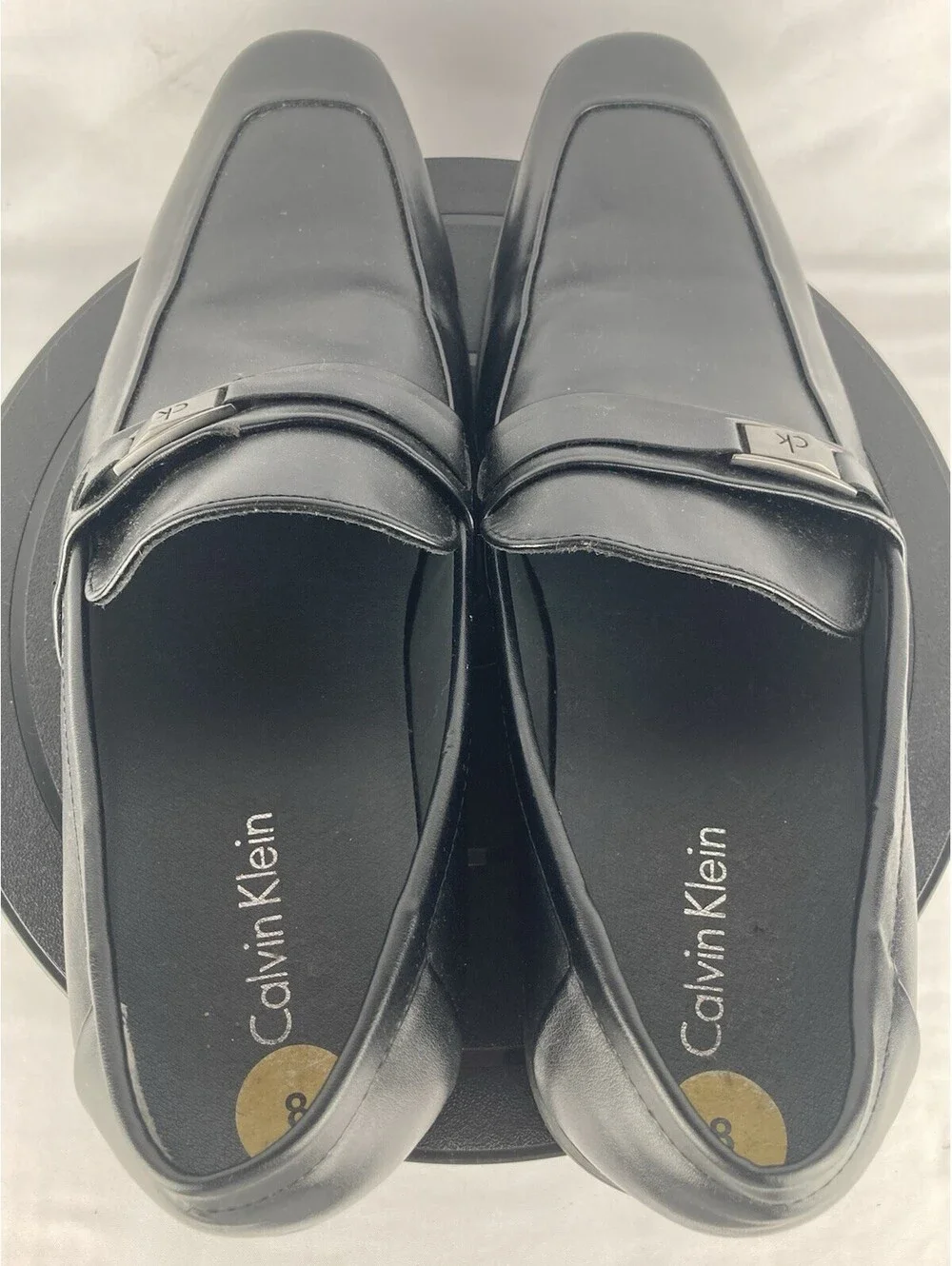 Men’s Size 8 Calvin Klein Brighton Black Leather Loafers Slip On Dress Shoes